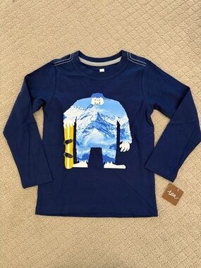 NWT Tea Collection Navy Long-Sleeve Tee with Mountain Yeti Graphic